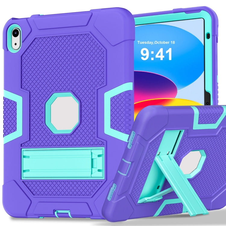 For iPad 2025 / 2022 Contrast Color Robot Silicone + PC Tablet Protective Case(Purple Mint Green) - iPad 2025 / 2022 Cases by buy2fix | Online Shopping UK | buy2fix