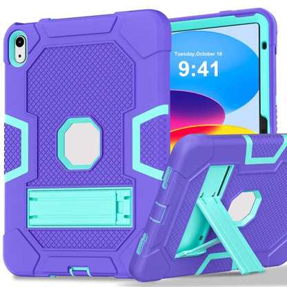 For iPad 2025 / 2022 Contrast Color Robot Silicone + PC Tablet Protective Case(Purple Mint Green) - iPad 2025 / 2022 Cases by buy2fix | Online Shopping UK | buy2fix