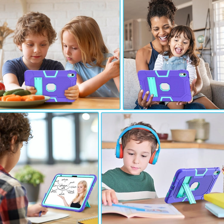 For iPad 2025 / 2022 Contrast Color Robot Silicone + PC Tablet Protective Case(Purple Mint Green) - iPad 2025 / 2022 Cases by buy2fix | Online Shopping UK | buy2fix