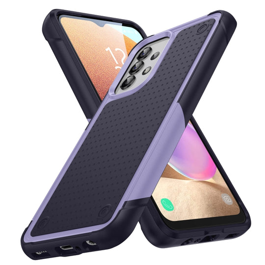 For Samsung Galaxy A32 4G PC + TPU Shockproof Protective Phone Case(Light Purple+Sapphire Blue)