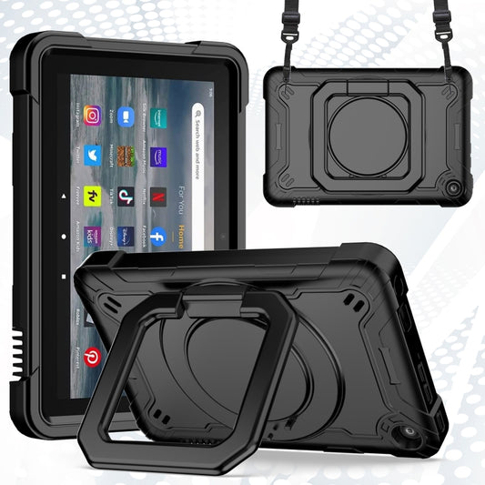 For Amazon Kindle Fire 7 2022 Silicone + PC Bracelet Holder Tablet Case(Black) - Amazon by buy2fix | Online Shopping UK | buy2fix