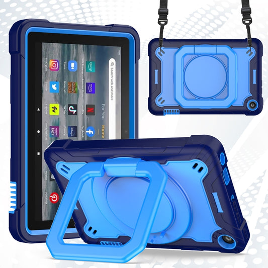 For Amazon Kindle Fire 7 2022 Silicone + PC Bracelet Holder Tablet Case(Navy Blue + Blue) - Amazon by buy2fix | Online Shopping UK | buy2fix