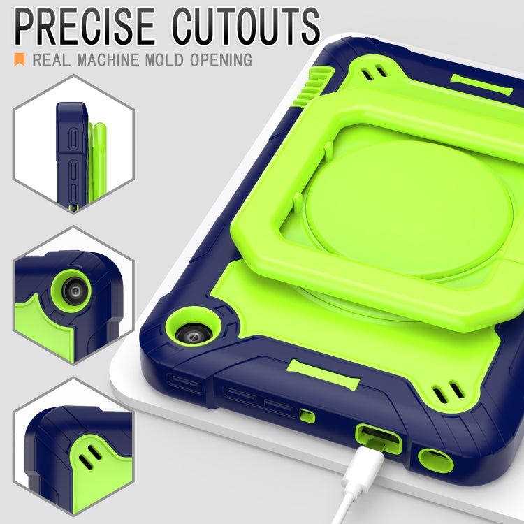 For Amazon Kindle Fire 7 2022 Silicone + PC Bracelet Holder Tablet Case(Navy Blue + Yellow Green) - Amazon by buy2fix | Online Shopping UK | buy2fix
