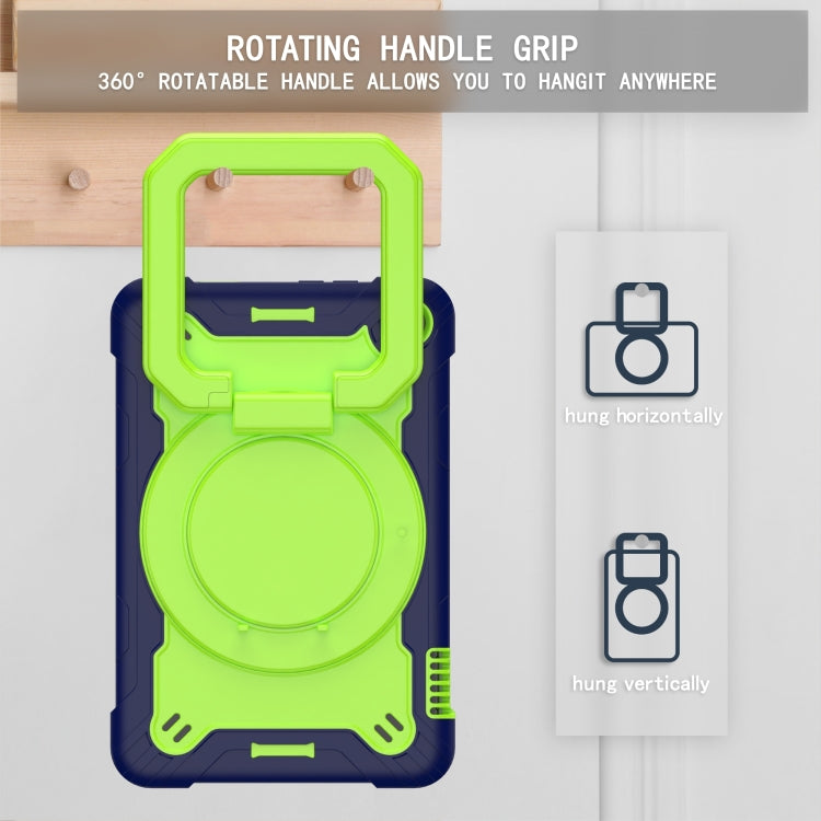 For Amazon Kindle Fire 7 2022 Silicone + PC Bracelet Holder Tablet Case(Navy Blue + Yellow Green) - Amazon by buy2fix | Online Shopping UK | buy2fix