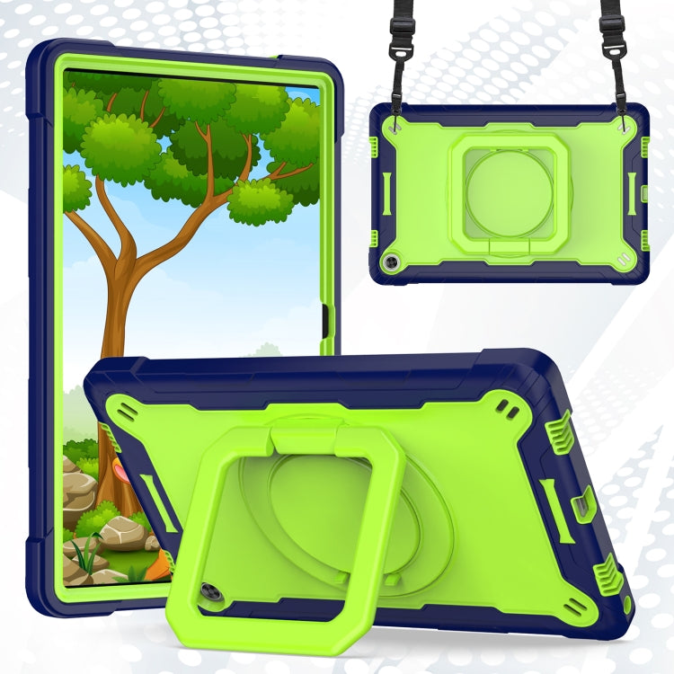 For Lenovo Tab M10 Plus 10.6 3rd Gen 2022 Silicone + PC Bracelet Holder Tablet Case(Navy Blue + Yellow Green) - Lenovo by buy2fix | Online Shopping UK | buy2fix
