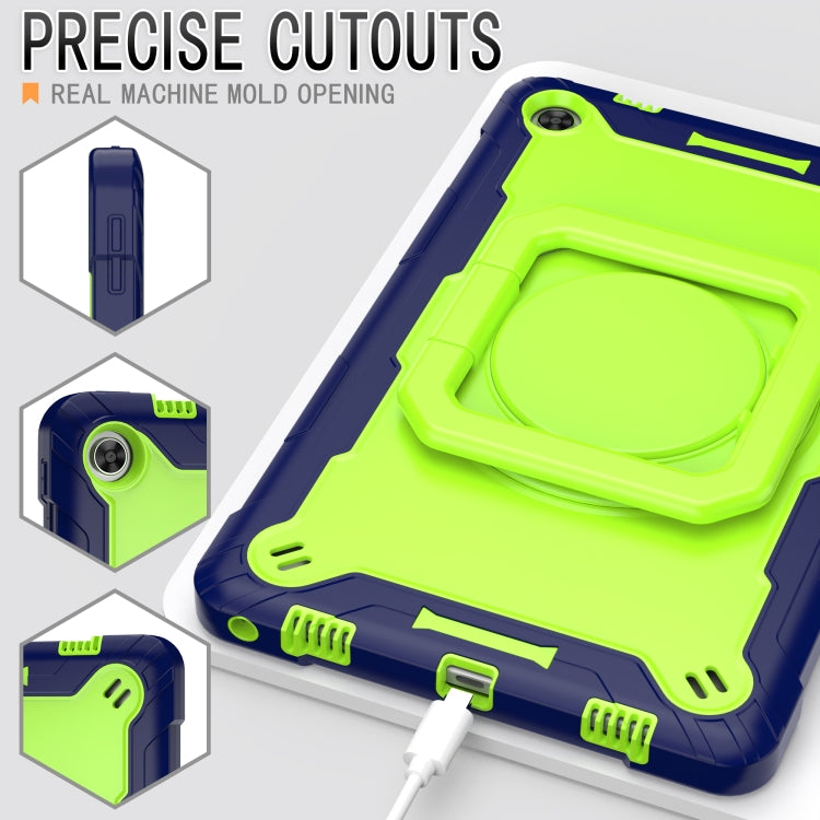 For Lenovo Tab M10 Plus 10.6 3rd Gen 2022 Silicone + PC Bracelet Holder Tablet Case(Navy Blue + Yellow Green) - Lenovo by buy2fix | Online Shopping UK | buy2fix