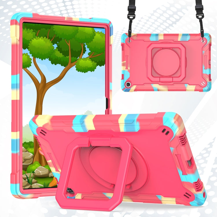For Lenovo Tab M10 Plus 10.6 3rd Gen 2022 Silicone + PC Bracelet Holder Tablet Case(Camouflage + Rose Red) - Lenovo by buy2fix | Online Shopping UK | buy2fix