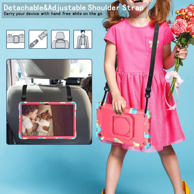 For Lenovo Tab M10 Plus 10.6 3rd Gen 2022 Silicone + PC Bracelet Holder Tablet Case(Camouflage + Rose Red) - Lenovo by buy2fix | Online Shopping UK | buy2fix