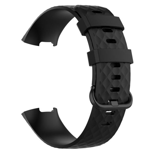xDfind 18mm Silver Color Buckle TPU Wrist Strap Watch Band for Fitbit Charge 4 / Charge 4 SE / Charge 3 / Charge 3 SE, Size: S(Black) by xDfind