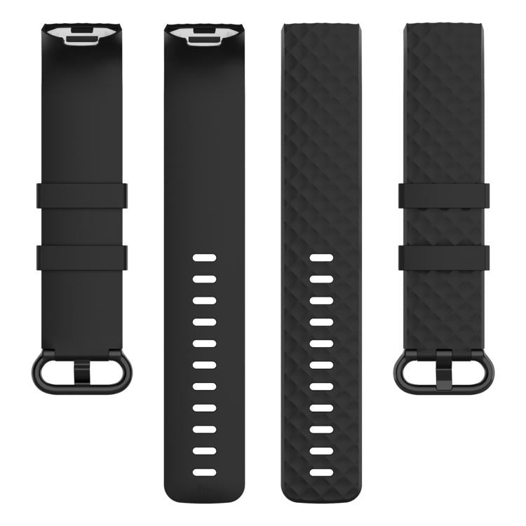 xDfind 18mm Silver Color Buckle TPU Wrist Strap Watch Band for Fitbit Charge 4 / Charge 4 SE / Charge 3 / Charge 3 SE, Size: S(Black) by xDfind