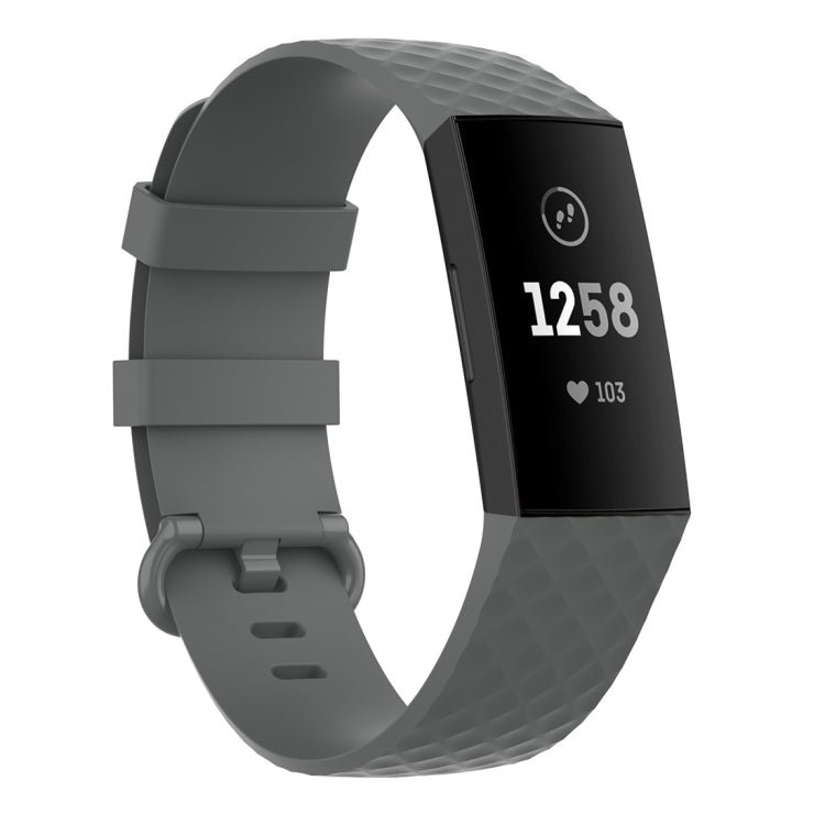 xDfind 18mm Silver Color Buckle TPU Wrist Strap Watch Band for Fitbit Charge 4 / Charge 4 SE / Charge 3 / Charge 3 SE, Size: S(Grey) by xDfind
