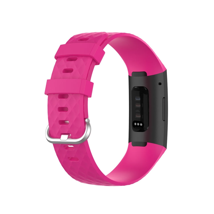 xDfind 18mm Silver Color Buckle TPU Wrist Strap Watch Band for Fitbit Charge 4 / Charge 4 SE / Charge 3 / Charge 3 SE, Size: S(Rose Red) - Watch Bands by xDfind | Online Shopping UK | buy2fix