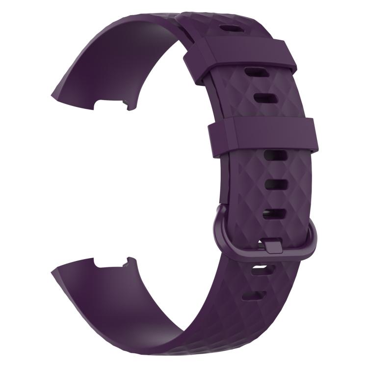 xDfind 18mm Silver Color Buckle TPU Wrist Strap Watch Band for Fitbit Charge 4 / Charge 4 SE / Charge 3 / Charge 3 SE, Size: S(Dark Purple) by xDfind