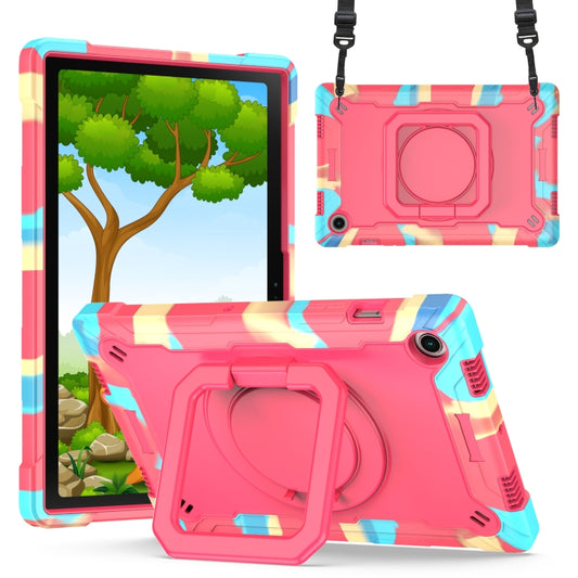 For Samsung Galaxy Tab A8 10.5 2021 Silicone + PC Bracelet Holder Tablet Case(Camouflage + Rose Red) - Other Galaxy Tab PC by buy2fix | Online Shopping UK | buy2fix