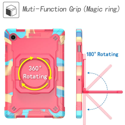 For Samsung Galaxy Tab A8 10.5 2021 Silicone + PC Bracelet Holder Tablet Case(Camouflage + Rose Red) by buy2fix