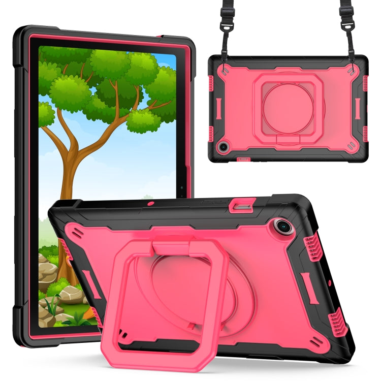 For Samsung Galaxy Tab A8 10.5 2021 Silicone + PC Bracelet Holder Tablet Case(Black + Rose Red) - Other Galaxy Tab PC by buy2fix | Online Shopping UK | buy2fix