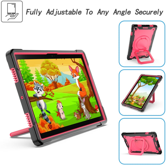 For Samsung Galaxy Tab A8 10.5 2021 Silicone + PC Bracelet Holder Tablet Case(Black + Rose Red) - Other Galaxy Tab PC by buy2fix | Online Shopping UK | buy2fix