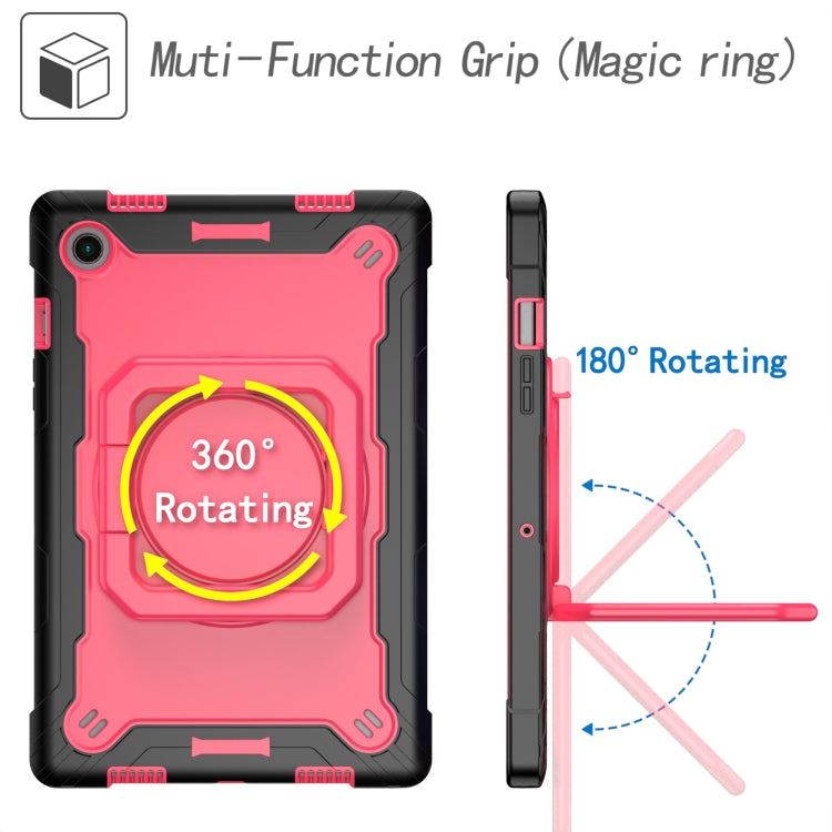 For Samsung Galaxy Tab A8 10.5 2021 Silicone + PC Bracelet Holder Tablet Case(Black + Rose Red) - Other Galaxy Tab PC by buy2fix | Online Shopping UK | buy2fix