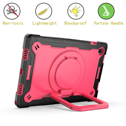 For Samsung Galaxy Tab A8 10.5 2021 Silicone + PC Bracelet Holder Tablet Case(Black + Rose Red) - Other Galaxy Tab PC by buy2fix | Online Shopping UK | buy2fix