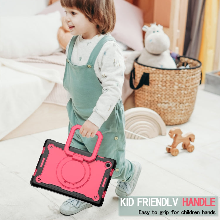 For Samsung Galaxy Tab A8 10.5 2021 Silicone + PC Bracelet Holder Tablet Case(Black + Rose Red) - Other Galaxy Tab PC by buy2fix | Online Shopping UK | buy2fix