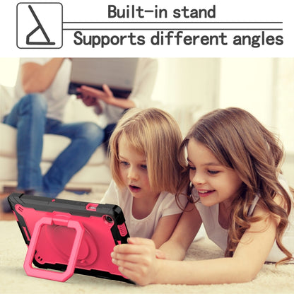 For Samsung Galaxy Tab A8 10.5 2021 Silicone + PC Bracelet Holder Tablet Case(Black + Rose Red) - Other Galaxy Tab PC by buy2fix | Online Shopping UK | buy2fix