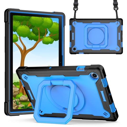 For Samsung Galaxy Tab A8 10.5 2021 Silicone + PC Bracelet Holder Tablet Case(Black + Blue) - Other Galaxy Tab PC by buy2fix | Online Shopping UK | buy2fix