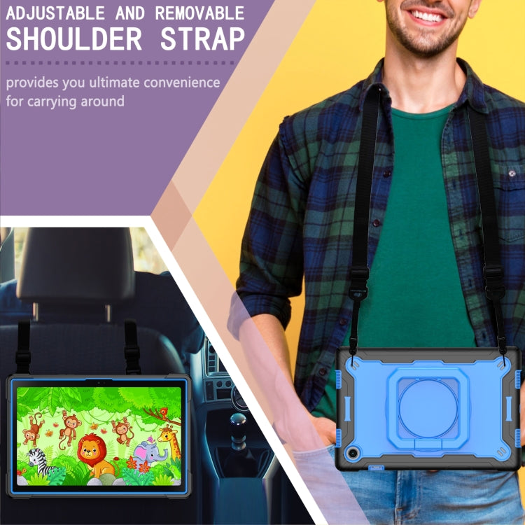 For Samsung Galaxy Tab A8 10.5 2021 Silicone + PC Bracelet Holder Tablet Case(Black + Blue) - Other Galaxy Tab PC by buy2fix | Online Shopping UK | buy2fix