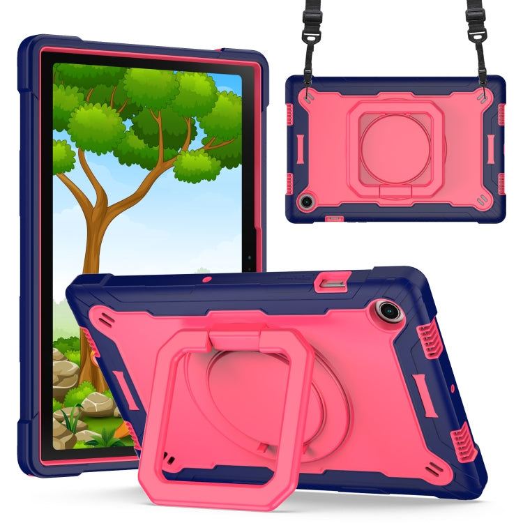 For Samsung Galaxy Tab A8 10.5 2021 Silicone + PC Bracelet Holder Tablet Case(Navy Blue + Rose Red) - Other Galaxy Tab PC by buy2fix | Online Shopping UK | buy2fix
