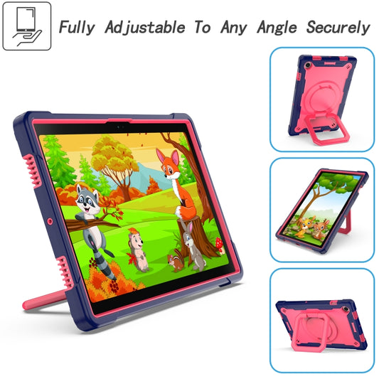 For Samsung Galaxy Tab A8 10.5 2021 Silicone + PC Bracelet Holder Tablet Case(Navy Blue + Rose Red) - Other Galaxy Tab PC by buy2fix | Online Shopping UK | buy2fix