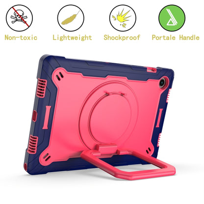 For Samsung Galaxy Tab A8 10.5 2021 Silicone + PC Bracelet Holder Tablet Case(Navy Blue + Rose Red) - Other Galaxy Tab PC by buy2fix | Online Shopping UK | buy2fix