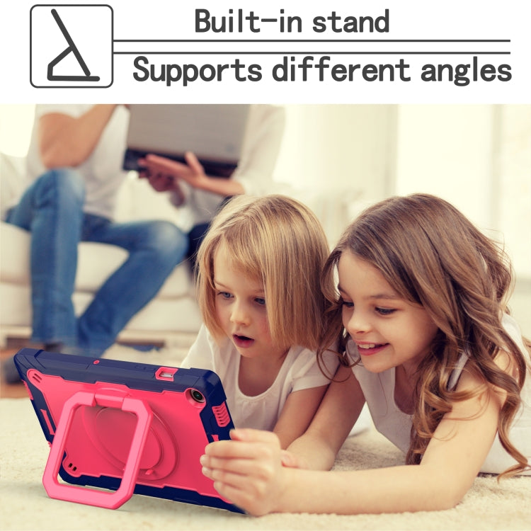 For Samsung Galaxy Tab A8 10.5 2021 Silicone + PC Bracelet Holder Tablet Case(Navy Blue + Rose Red) - Other Galaxy Tab PC by buy2fix | Online Shopping UK | buy2fix