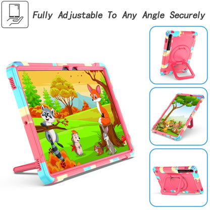 For Samsung Galaxy Tab S7 / S8 Silicone + PC Bracelet Holder Tablet Case(Camouflage + Rose Red) - Galaxy Tab S8 Cases by buy2fix | Online Shopping UK | buy2fix