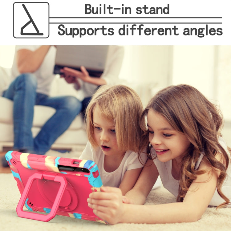 For Samsung Galaxy Tab S7 / S8 Silicone + PC Bracelet Holder Tablet Case(Camouflage + Rose Red) - Galaxy Tab S8 Cases by buy2fix | Online Shopping UK | buy2fix