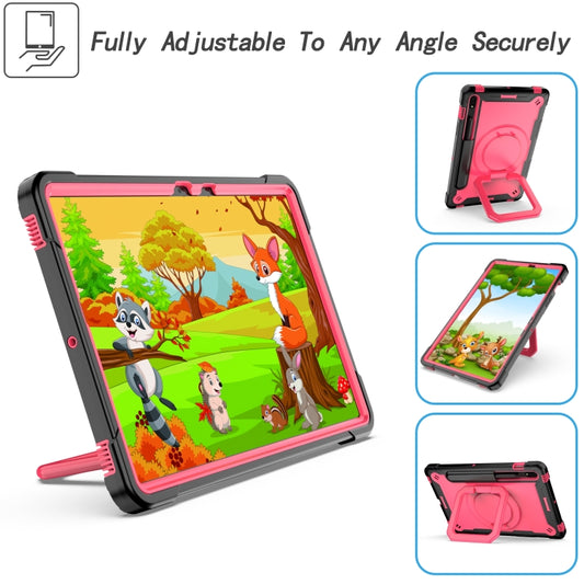 For Samsung Galaxy Tab S7 / S8 Silicone + PC Bracelet Holder Tablet Case(Black + Rose Red) - Galaxy Tab S8 Cases by buy2fix | Online Shopping UK | buy2fix