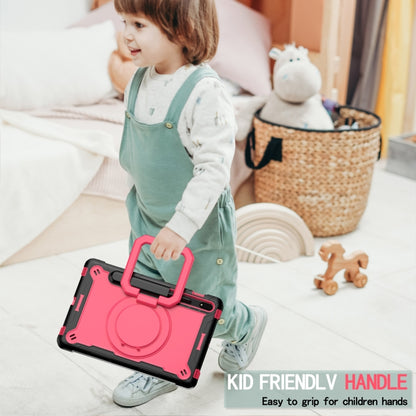 For Samsung Galaxy Tab S7 / S8 Silicone + PC Bracelet Holder Tablet Case(Black + Rose Red) - Galaxy Tab S8 Cases by buy2fix | Online Shopping UK | buy2fix