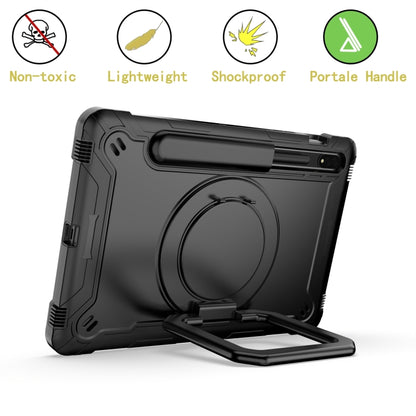 For Samsung Galaxy Tab S7 / S8 Silicone + PC Bracelet Holder Tablet Case(Black) - Galaxy Tab S8 Cases by buy2fix | Online Shopping UK | buy2fix