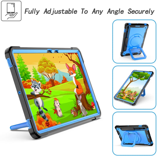 For Samsung Galaxy Tab S7 / S8 Silicone + PC Bracelet Holder Tablet Case(Black + Blue) - Galaxy Tab S8 Cases by buy2fix | Online Shopping UK | buy2fix