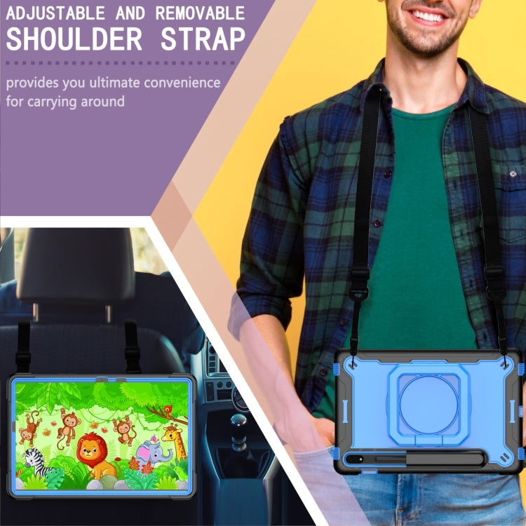For Samsung Galaxy Tab S7 / S8 Silicone + PC Bracelet Holder Tablet Case(Black + Blue) - Galaxy Tab S8 Cases by buy2fix | Online Shopping UK | buy2fix