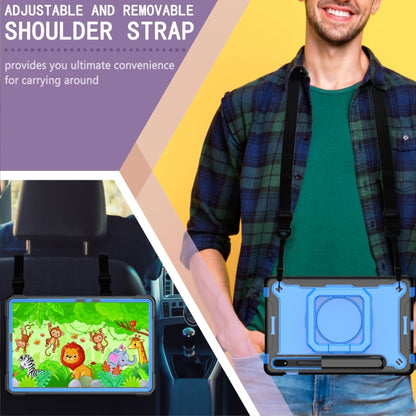 For Samsung Galaxy Tab S7 / S8 Silicone + PC Bracelet Holder Tablet Case(Black + Blue) - Galaxy Tab S8 Cases by buy2fix | Online Shopping UK | buy2fix