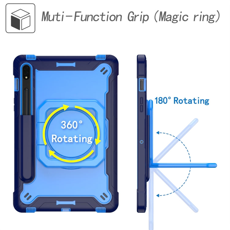 For Samsung Galaxy Tab S7 / S8 Silicone + PC Bracelet Holder Tablet Case(Navy Blue + Blue) - Galaxy Tab S8 Cases by buy2fix | Online Shopping UK | buy2fix