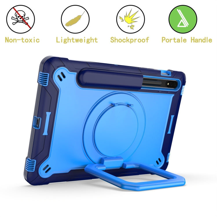 For Samsung Galaxy Tab S7 / S8 Silicone + PC Bracelet Holder Tablet Case(Navy Blue + Blue) - Galaxy Tab S8 Cases by buy2fix | Online Shopping UK | buy2fix