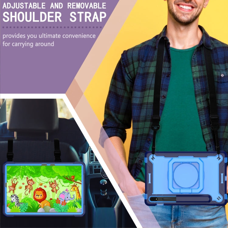 For Samsung Galaxy Tab S7 / S8 Silicone + PC Bracelet Holder Tablet Case(Navy Blue + Blue) - Galaxy Tab S8 Cases by buy2fix | Online Shopping UK | buy2fix