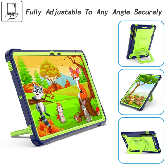 For Samsung Galaxy Tab S7 / S8 Silicone + PC Bracelet Holder Tablet Case(Navy Blue + Yellow Green) - Galaxy Tab S8 Cases by buy2fix | Online Shopping UK | buy2fix