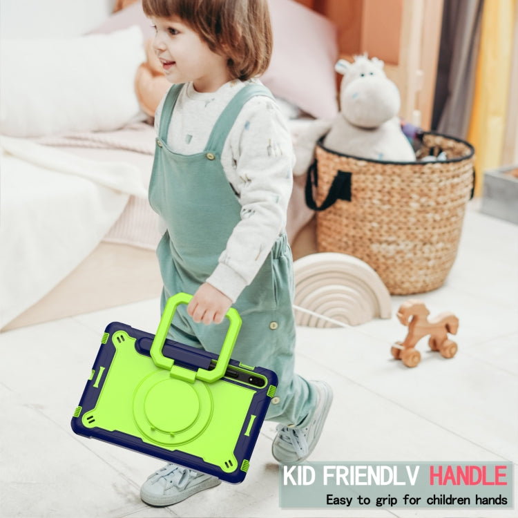 For Samsung Galaxy Tab S7 / S8 Silicone + PC Bracelet Holder Tablet Case(Navy Blue + Yellow Green) - Galaxy Tab S8 Cases by buy2fix | Online Shopping UK | buy2fix