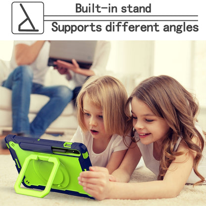 For Samsung Galaxy Tab S7 / S8 Silicone + PC Bracelet Holder Tablet Case(Navy Blue + Yellow Green) - Galaxy Tab S8 Cases by buy2fix | Online Shopping UK | buy2fix