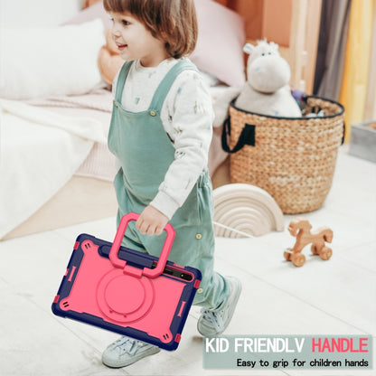For Samsung Galaxy Tab S7 / S8 Silicone + PC Bracelet Holder Tablet Case(Navy Blue + Rose Red) - Galaxy Tab S8 Cases by buy2fix | Online Shopping UK | buy2fix
