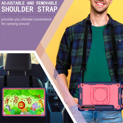 For Samsung Galaxy Tab S7 / S8 Silicone + PC Bracelet Holder Tablet Case(Navy Blue + Rose Red) - Galaxy Tab S8 Cases by buy2fix | Online Shopping UK | buy2fix