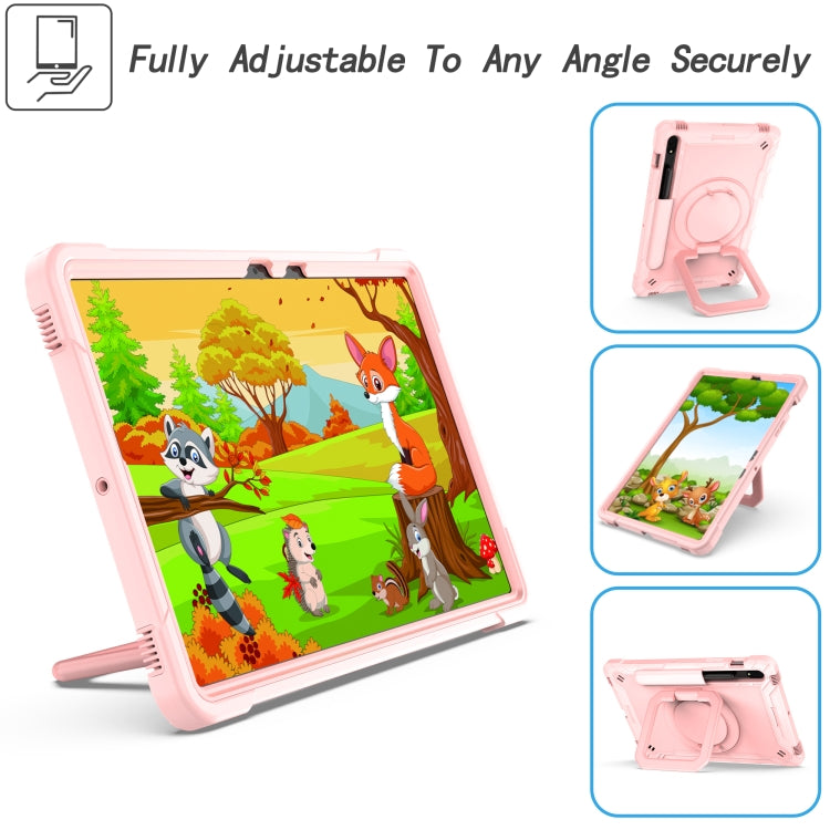 For Samsung Galaxy Tab S7 / S8 Silicone + PC Bracelet Holder Tablet Case(Rose Gold) - Galaxy Tab S8 Cases by buy2fix | Online Shopping UK | buy2fix
