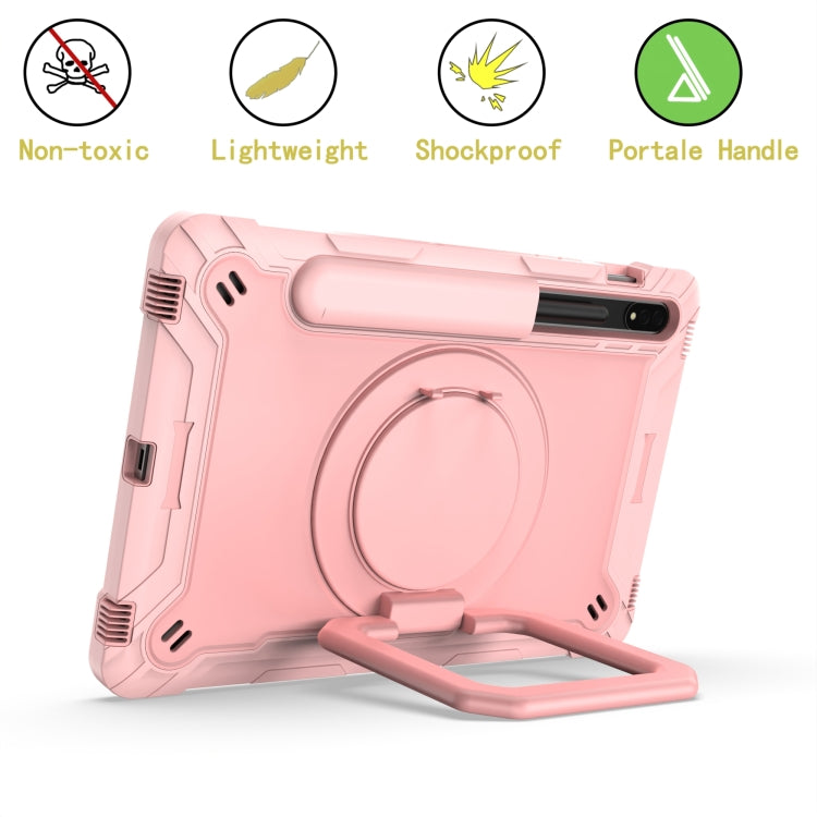 For Samsung Galaxy Tab S7 / S8 Silicone + PC Bracelet Holder Tablet Case(Rose Gold) - Galaxy Tab S8 Cases by buy2fix | Online Shopping UK | buy2fix