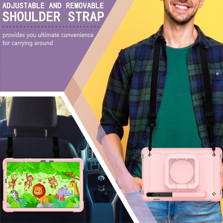 For Samsung Galaxy Tab S7 / S8 Silicone + PC Bracelet Holder Tablet Case(Rose Gold) - Galaxy Tab S8 Cases by buy2fix | Online Shopping UK | buy2fix